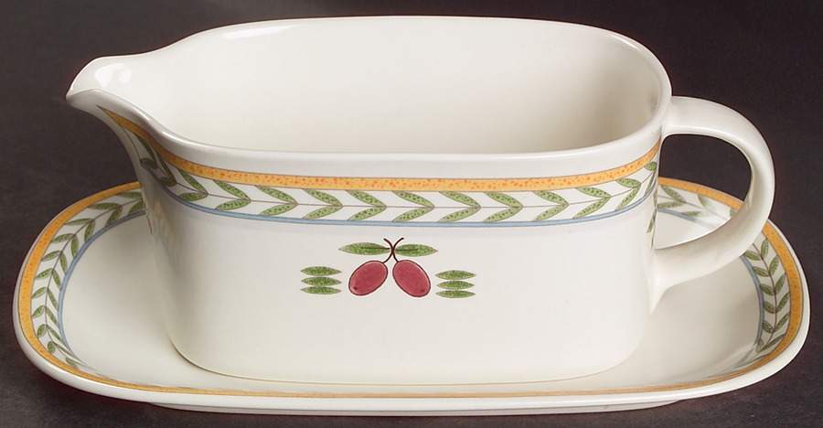 Nature's Harvest Gravy Boat & Underplate (Relish/Butter) by Mikasa-1