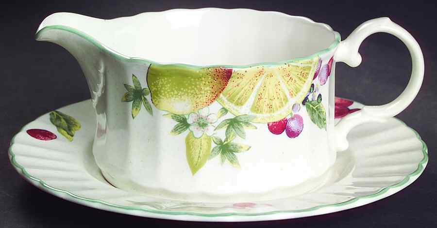 Nature's Image Round Gravy Boat & Underplate (Salad Plate) by Mikasa-1