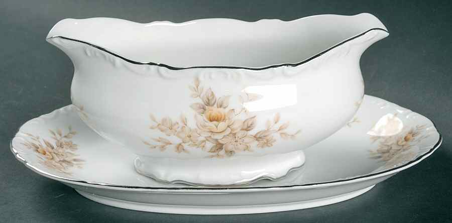 Natalie Brown Gravy Boat & Underplate/Relish by Mikasa-1
