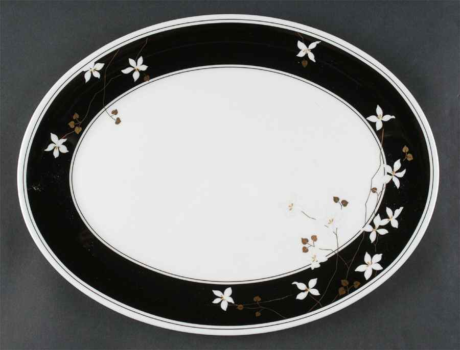 Night Blossoms 14" Oval Serving Platter by Mikasa-1