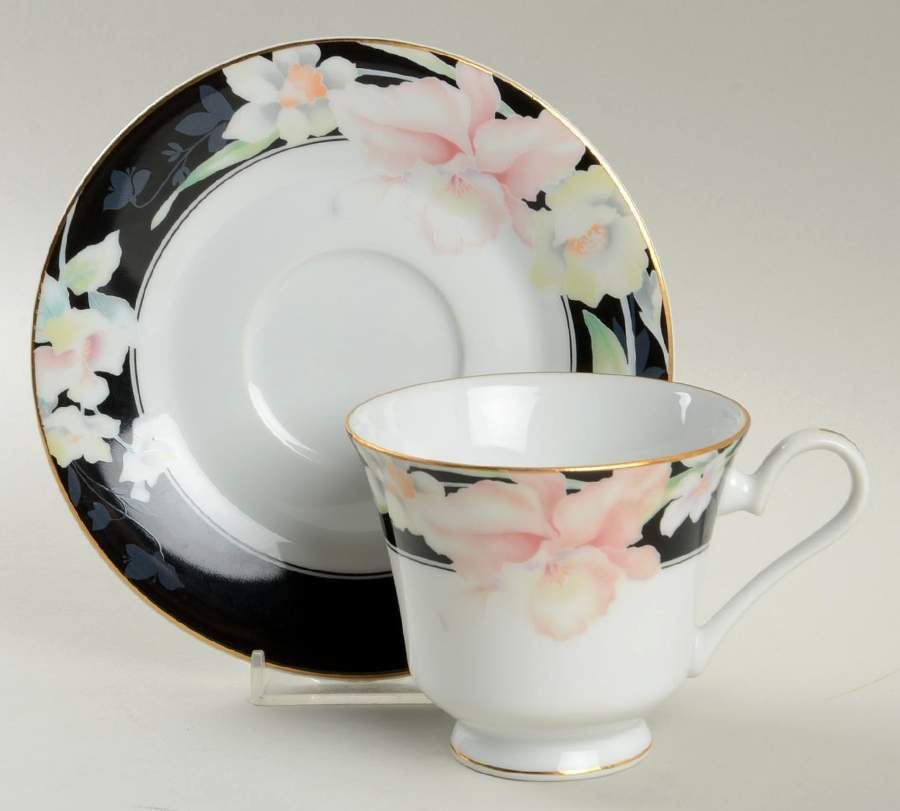 Night Orchid Footed Cup & Saucer Set by Mikasa-1