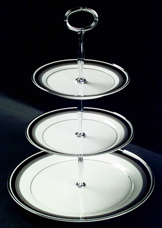 Noir 13 7/8"-14 1/4" 3-Tiered Serving Tray(DP,SP,BB) HC by Mikasa-1