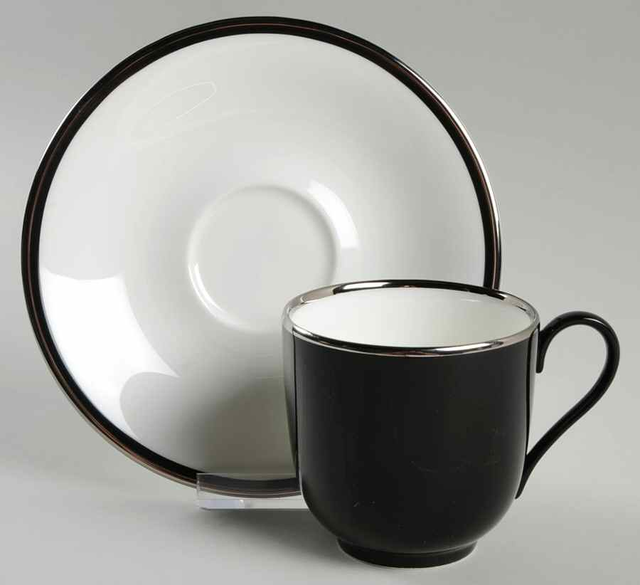 Noir Platinum Flat Cup & Saucer Set by Mikasa-1