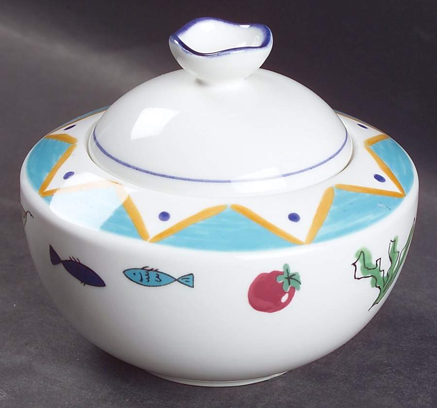 Ocean Collage Sugar Bowl & Lid by Mikasa-1