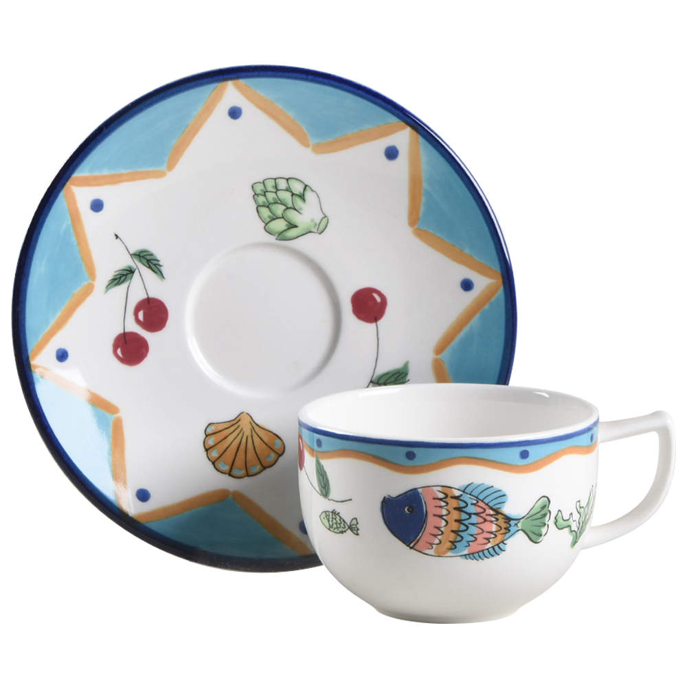Ocean Collage Flat Cup & Saucer Set by Mikasa-1