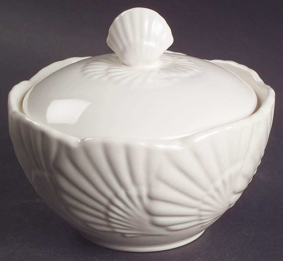 Ocean Jewel White Sugar Bowl & Lid by Mikasa-1