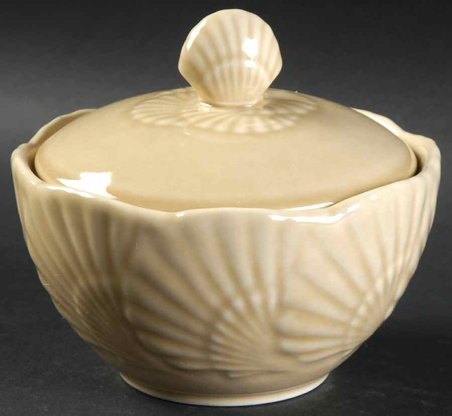 Ocean Jewel Beige Sugar Bowl & Lid by Mikasa-1