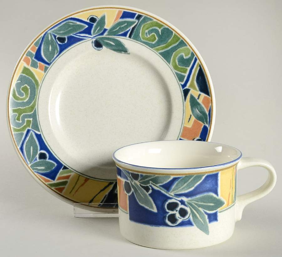 Olive Grove Flat Cup & Saucer Set by Mikasa-1
