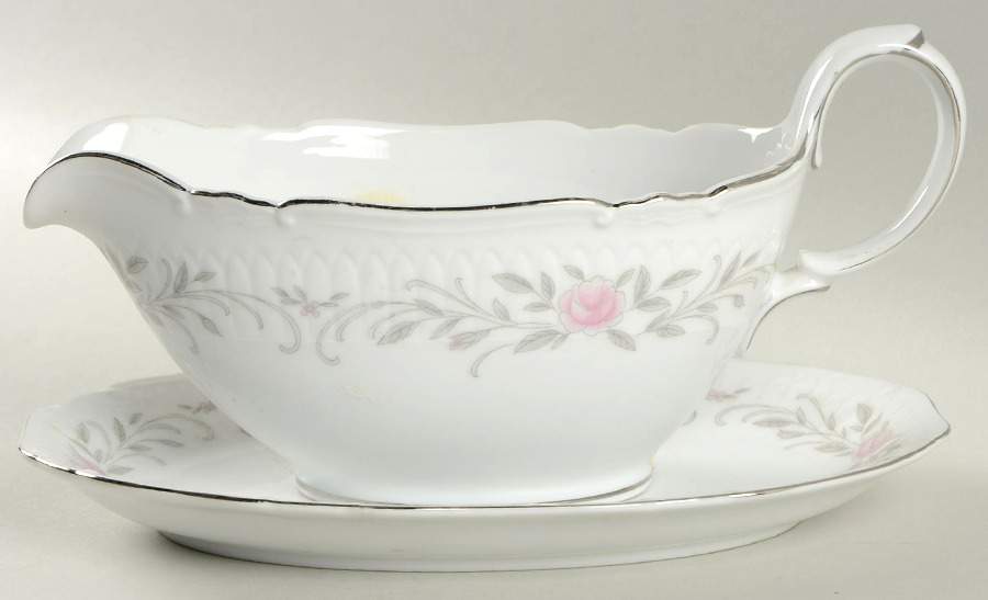 Old Orchid Gravy Boat & Underplate by Mikasa-1