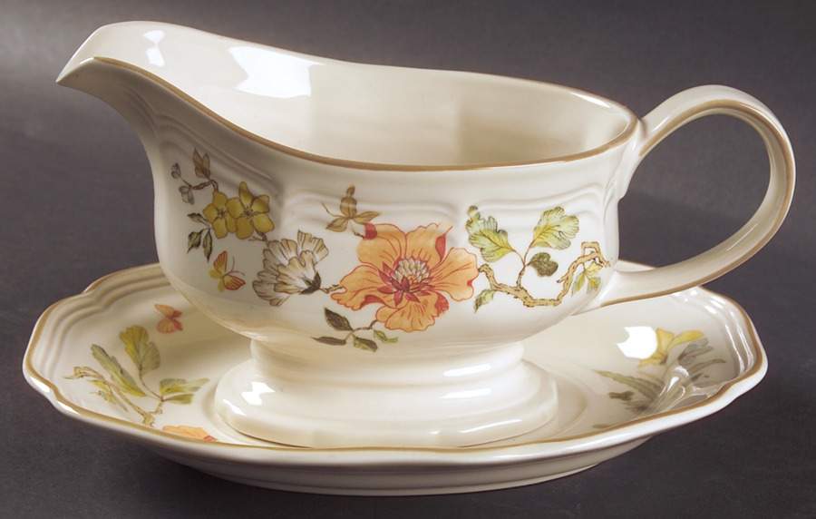 Olde Tapestry Gravy Boat & Underplate by Mikasa-1