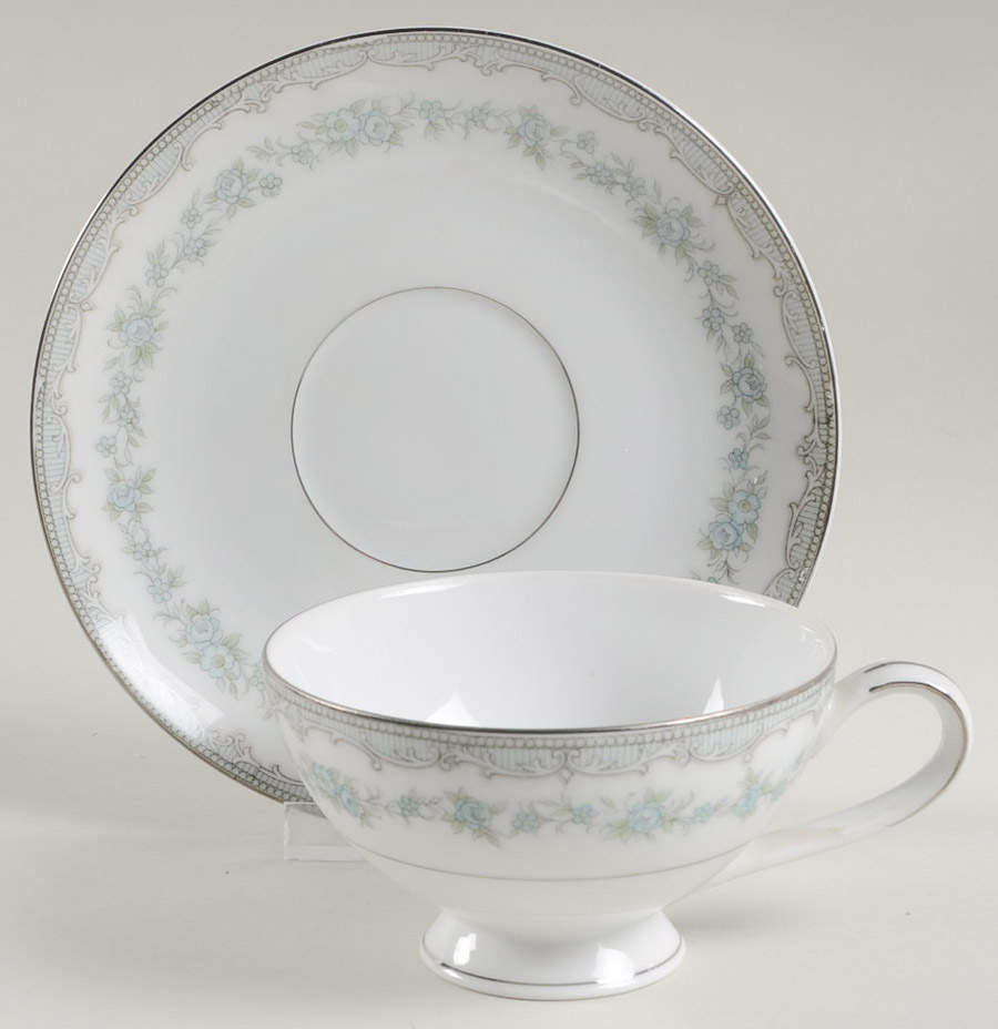 Olympia (Blue Floral Desgn) Footed Cup & Saucer Set by Mikasa-1