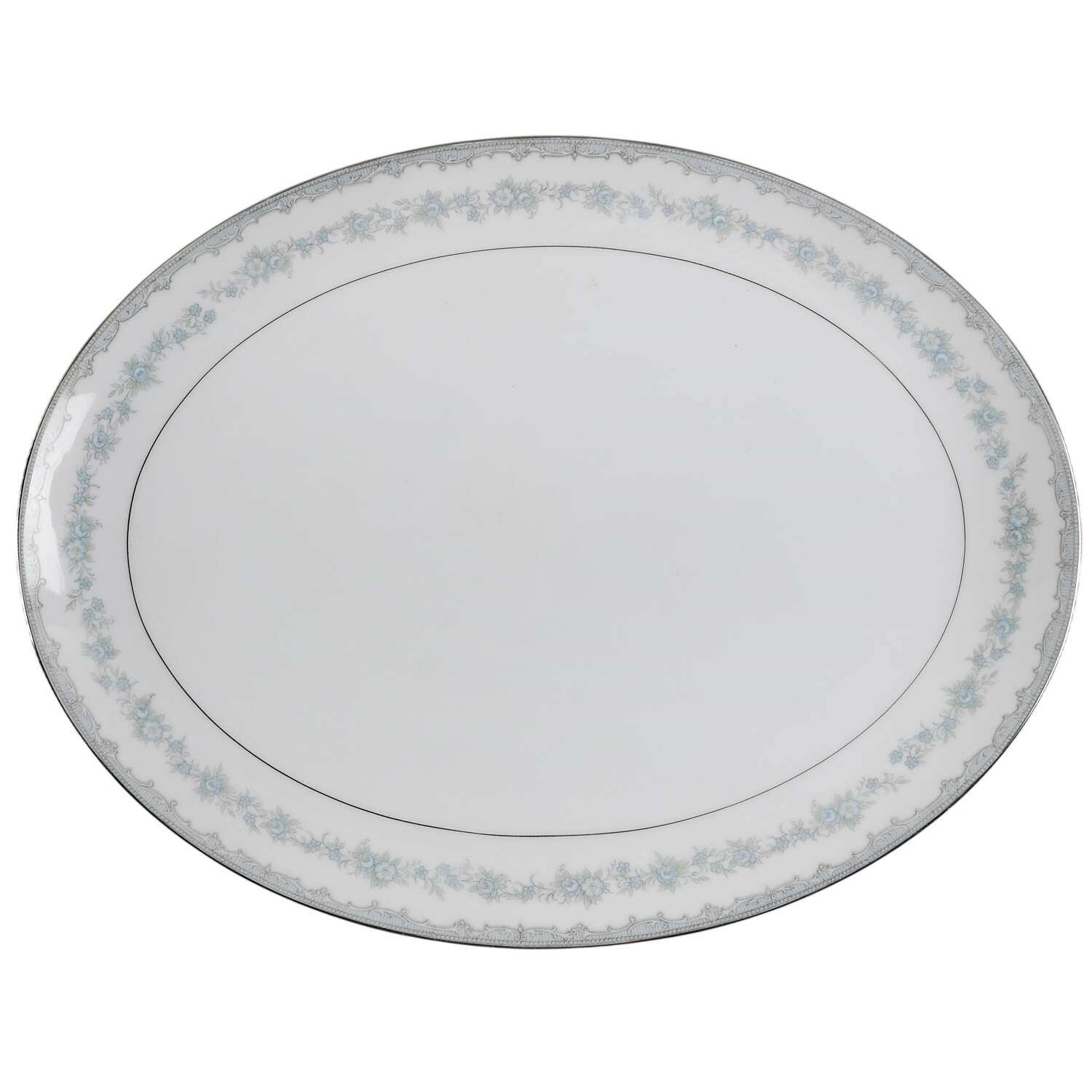 Olympia (Blue Floral Desgn) 16" Oval Serving Platter by Mikasa-1