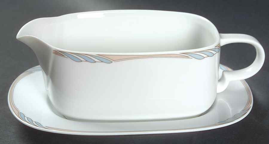 Omega Blue Peach Gravy Boat & Underplate by Mikasa-1