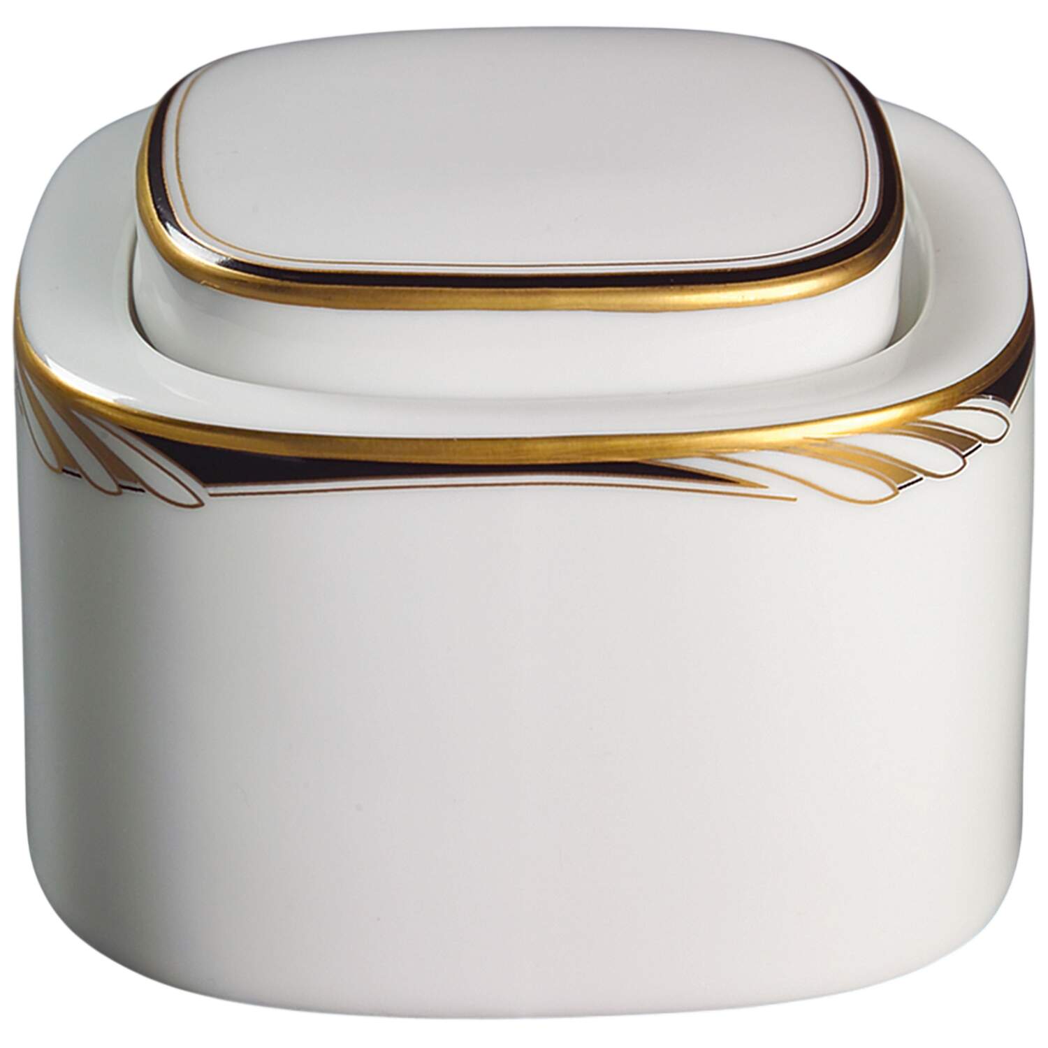 Omega White Black Sugar Bowl & Lid by Mikasa-1