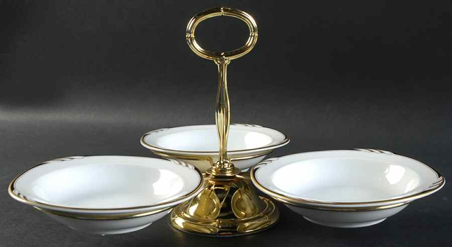 Omega White Black 7" x 12" 3-Part Relish & Metal Stand (FR) HC by Mikasa-1