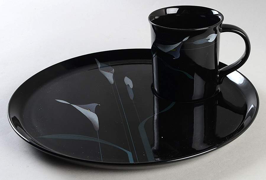 Opus Black Snack Plate and Mug Set by Mikasa-1
