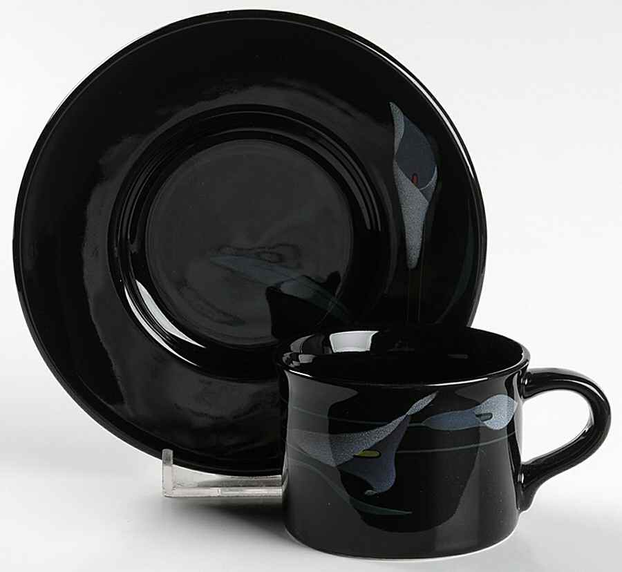 Opus Black Flat Demitasse Cup & Saucer Set by Mikasa-1