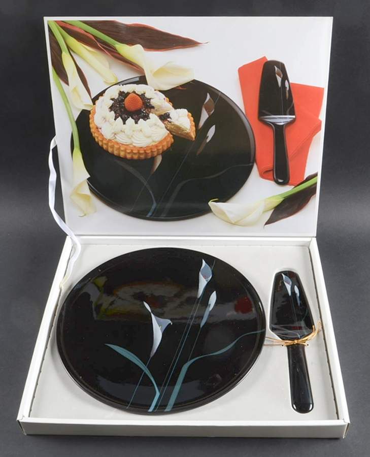Opus Black Cake Plate & Solid Ceramic Server Set (Boxed) by Mikasa-1
