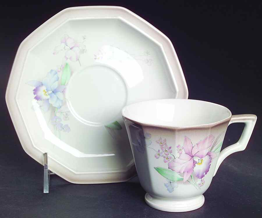 Orchids Footed Cup & Saucer Set by Mikasa-1
