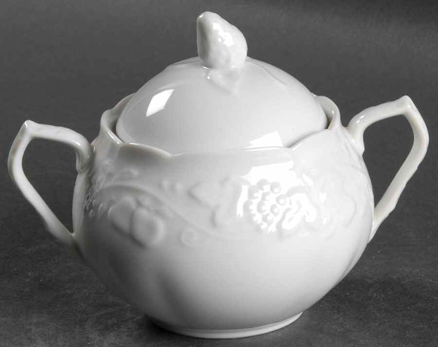 Orchard White Sugar Bowl & Lid by Mikasa-1