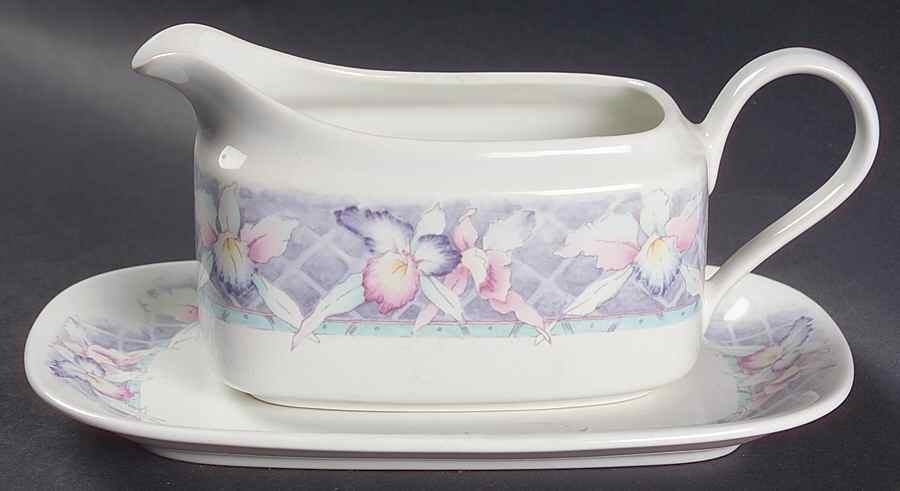 Orchid Spray Gravy Boat & Underplate by Mikasa-1
