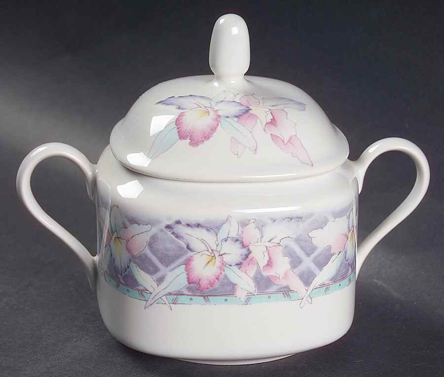 Orchid Spray Sugar Bowl & Lid by Mikasa-1
