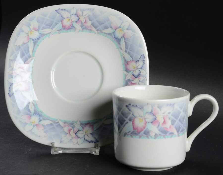 Orchid Spray Flat Cup & Saucer Set by Mikasa-1