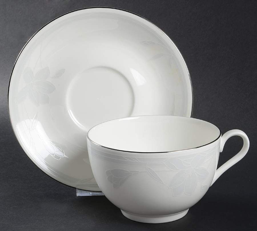 Ovation White Bon Jour Cup & Saucer Set by Mikasa-1
