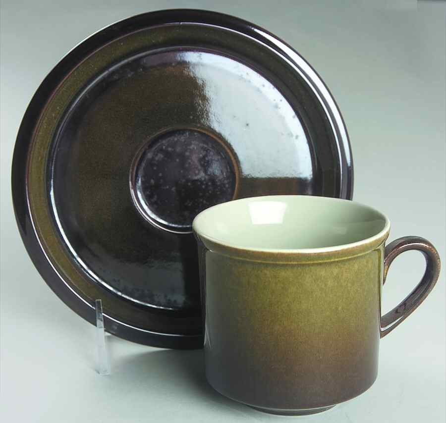 Ovation Brown & Green Flat Cup & Saucer Set by Mikasa-1