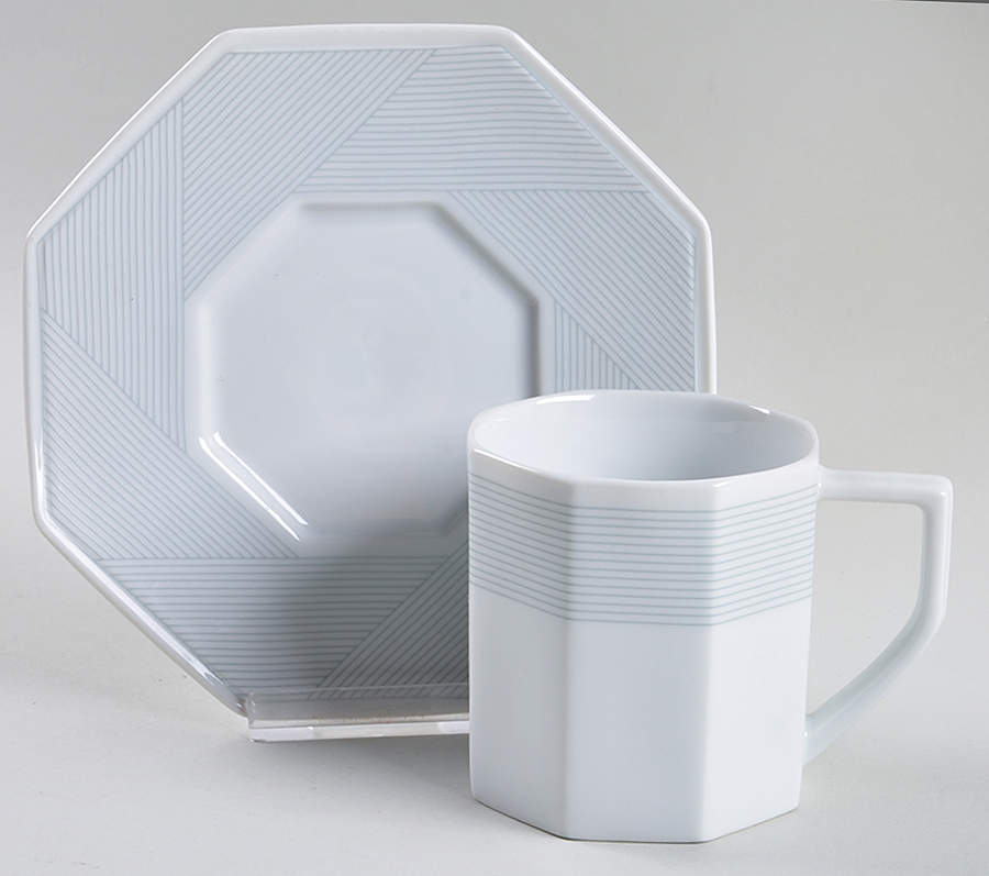 Parquet Grey Flat Cup & Saucer Set by Mikasa-1