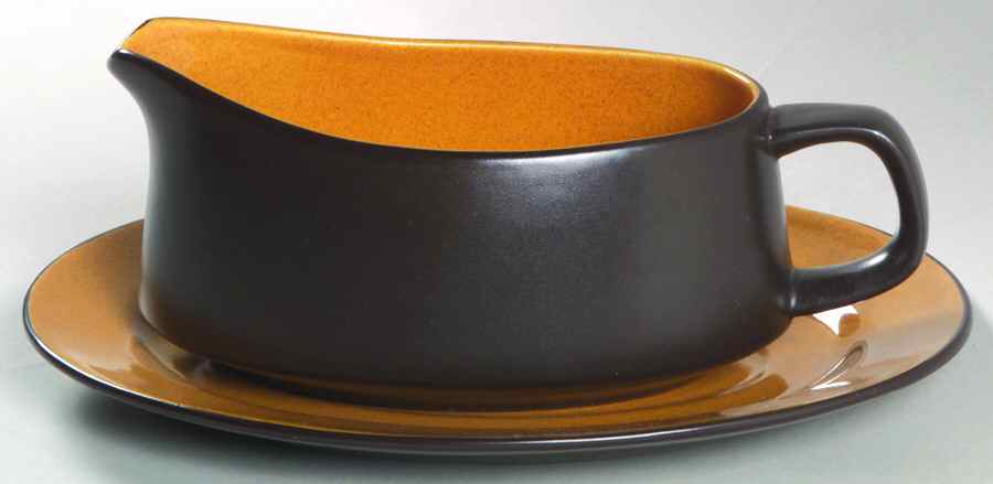 Paprika Orange Brown Gravy Boat & Underplate by Mikasa-1