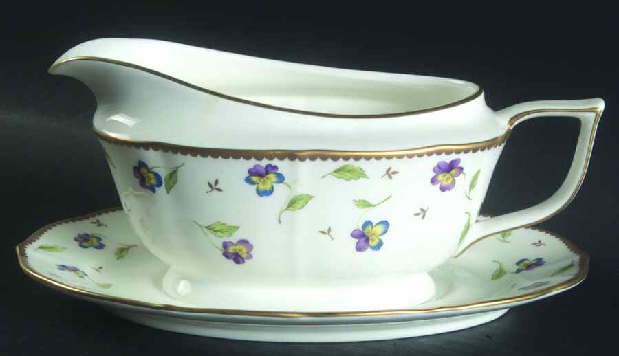 Pansy Parade Gravy Boat & Underplate by Mikasa-1
