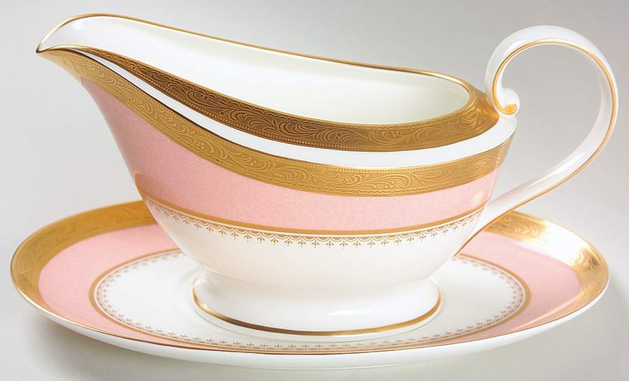 Palatial Pink Gravy Boat & Underplate by Mikasa-1