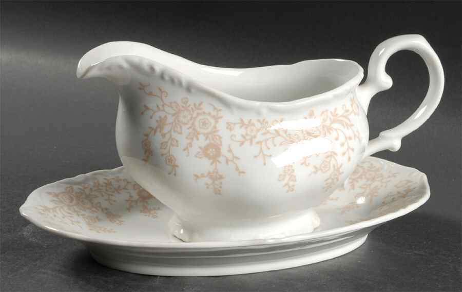 Parchment Gravy Boat & Underplate by Mikasa-1