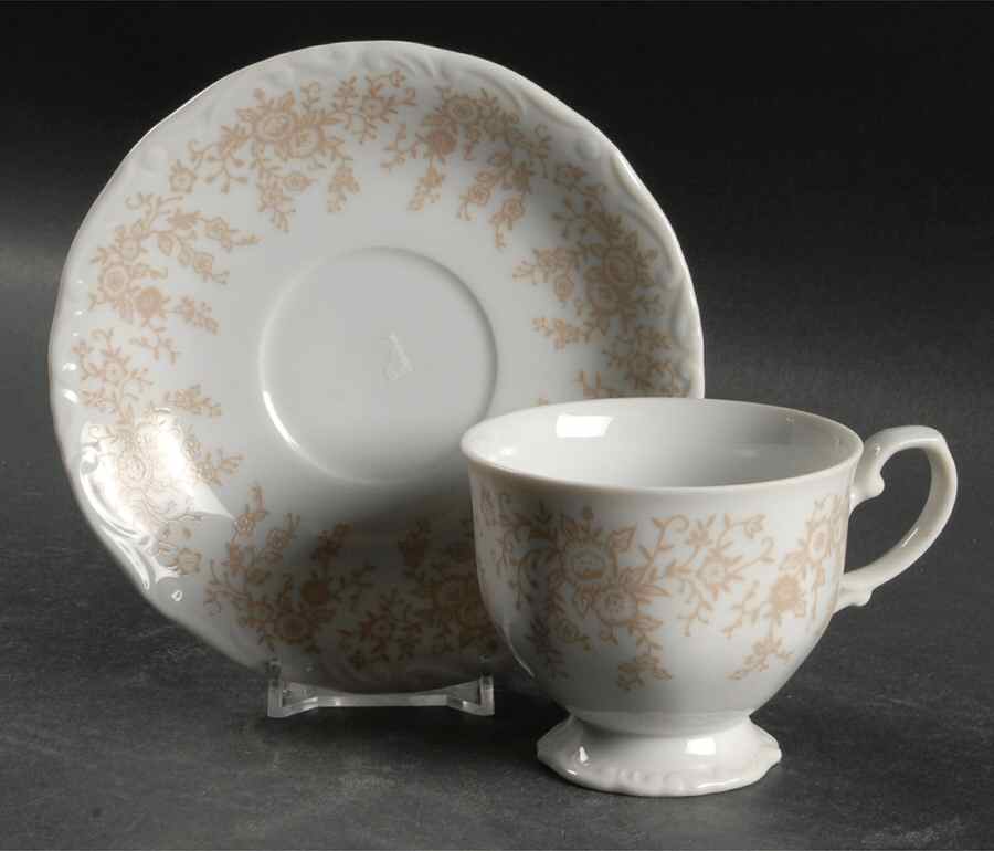 Parchment Footed Cup & Saucer Set by Mikasa-1