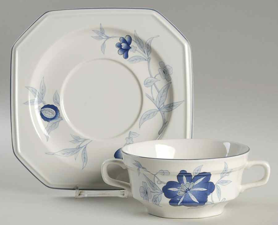 Persian Blue Flat Cream Soup Bowl & Saucer Set by Mikasa-1