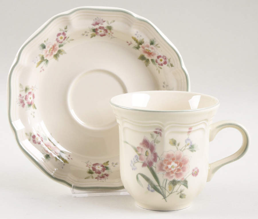 Peony Bouquet Flat Cup & Saucer Set by Mikasa-1
