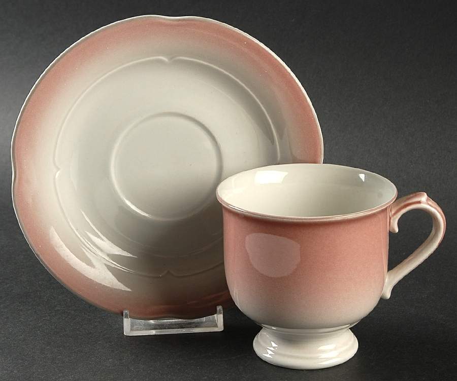Peach Delight (Stone Lustre) Footed Cup & Saucer Set by Mikasa-1