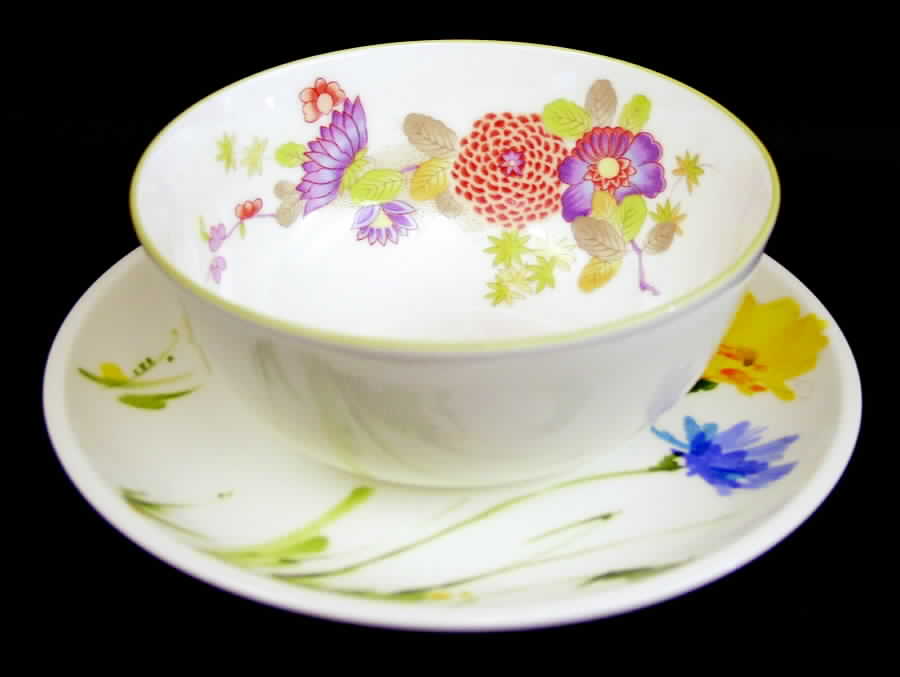 Peony (A6051, Bone China) Flat Cream Soup Bowl & Saucer Set by Mikasa-1