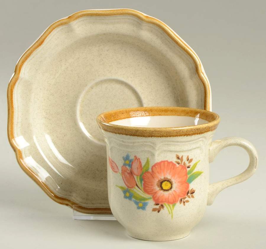 Peach Petals Flat Cup & Saucer Set by Mikasa-1