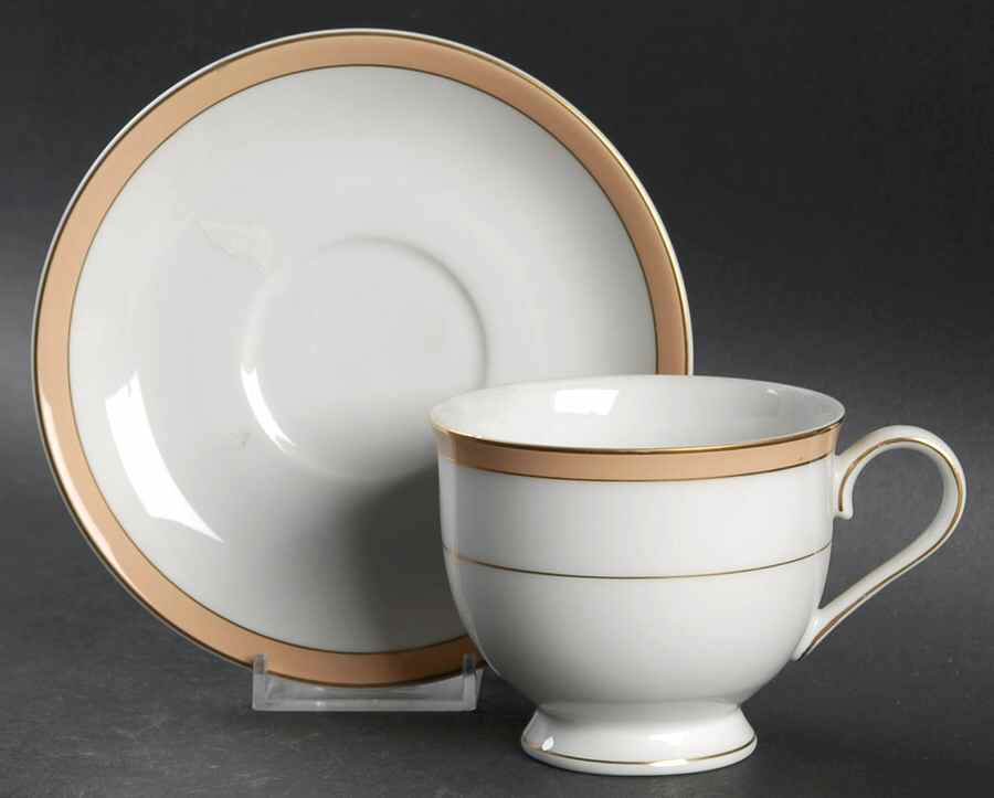 Pearl Peach Footed Cup & Saucer Set by Mikasa-1