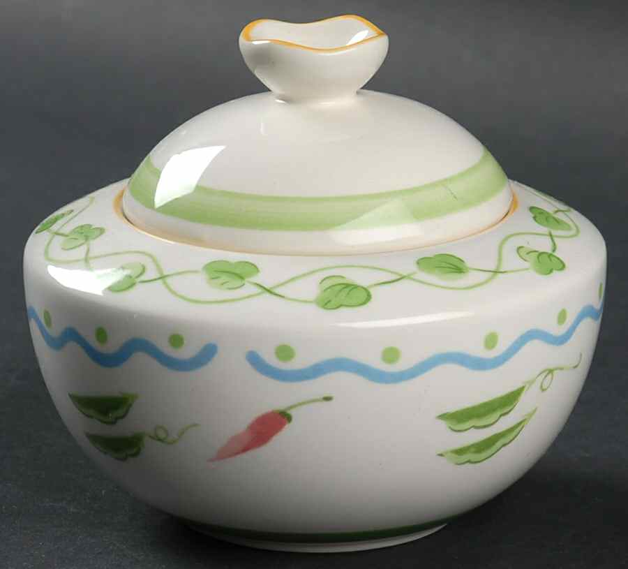 Peas & Peppers Sugar Bowl & Lid by Mikasa-1