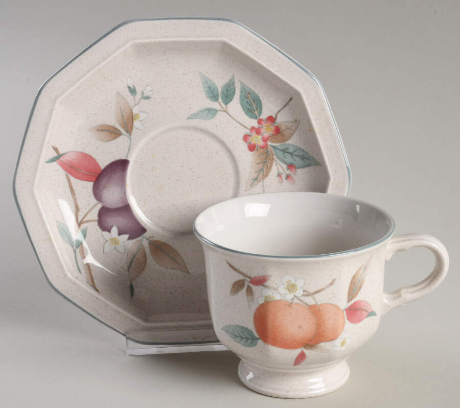 Peaches & Plums Footed Cup & Saucer Set by Mikasa-1