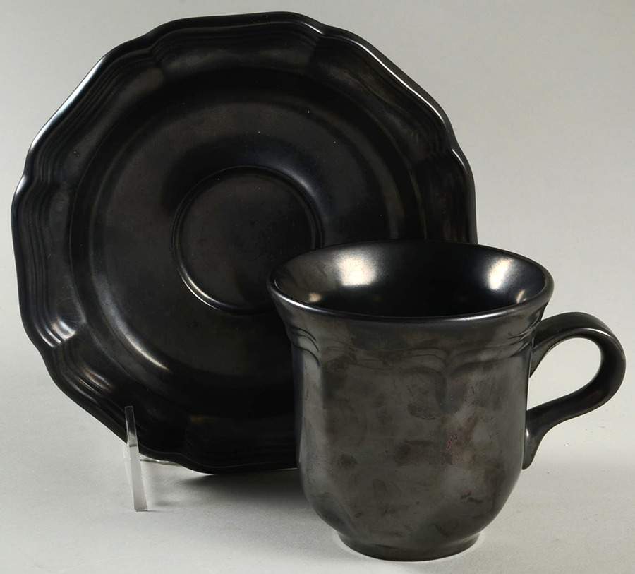 Pewter Plus Flat Cup & Saucer Set by Mikasa-1