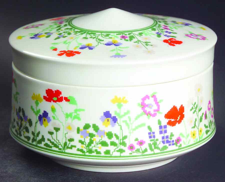 Petit Point Sugar Bowl & Lid by Mikasa-1