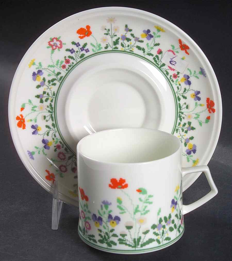 Petit Point Flat Cup & Saucer Set by Mikasa-1