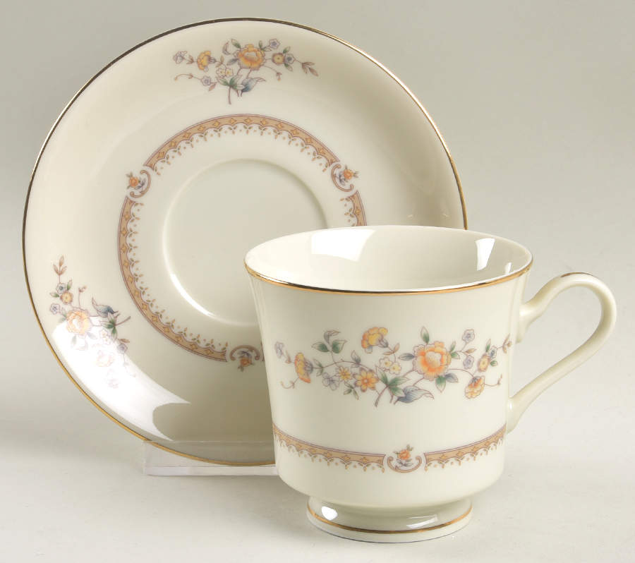Peony Rose Footed Cup & Saucer Set by Mikasa-1