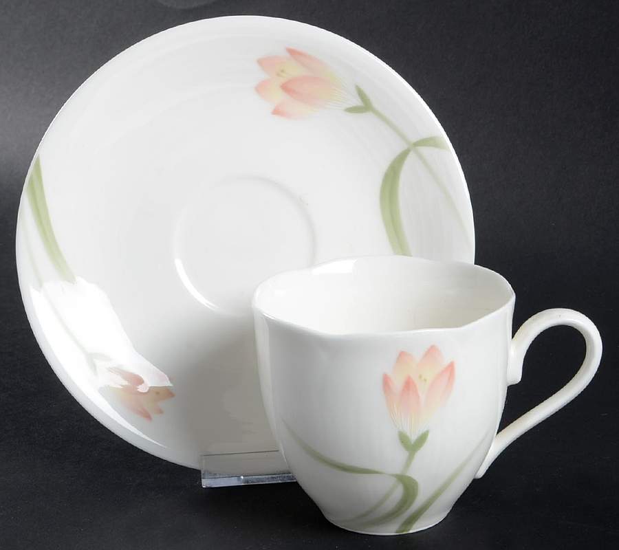 Pink Crocus Flat Cup & Saucer Set by Mikasa-1