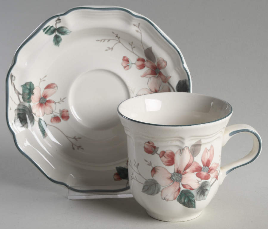Pink Dogwood Flat Cup & Saucer Set by Mikasa-1