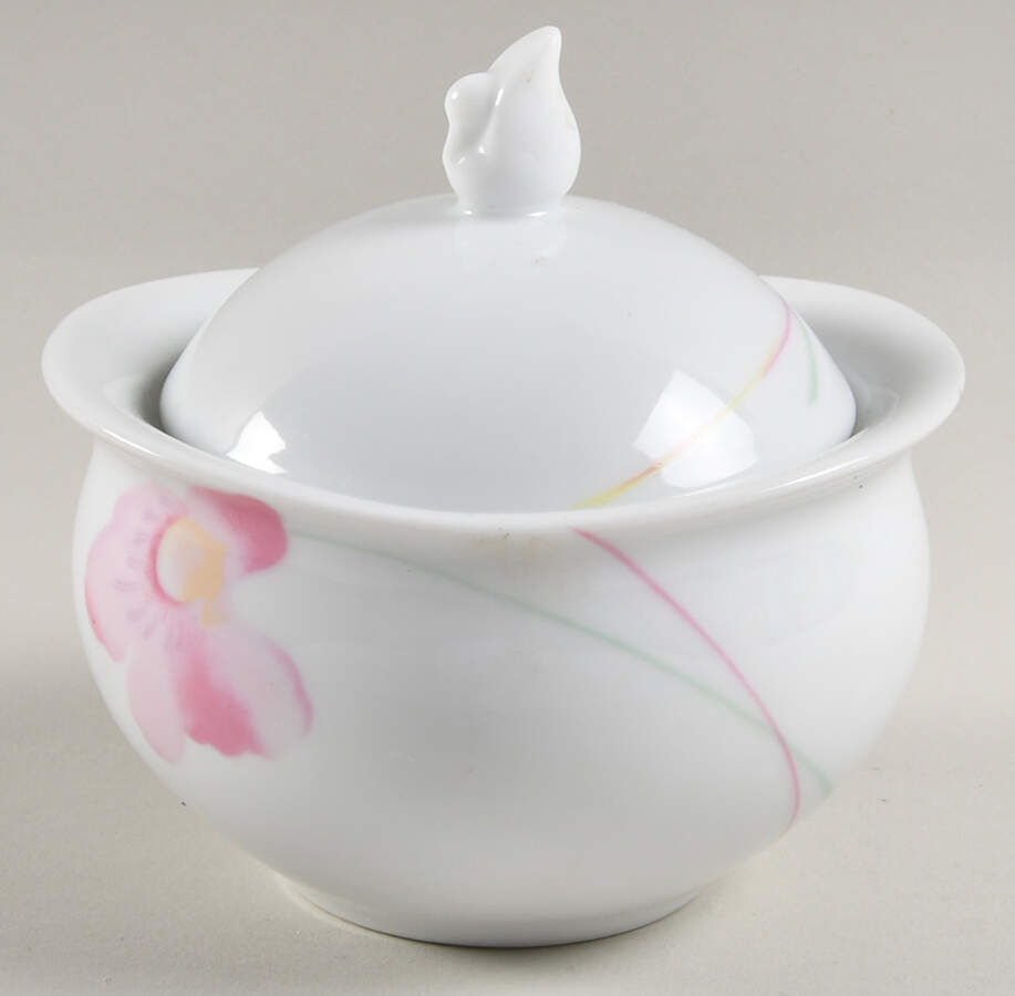Pink Hibiscus Sugar Bowl & Lid by Mikasa-1